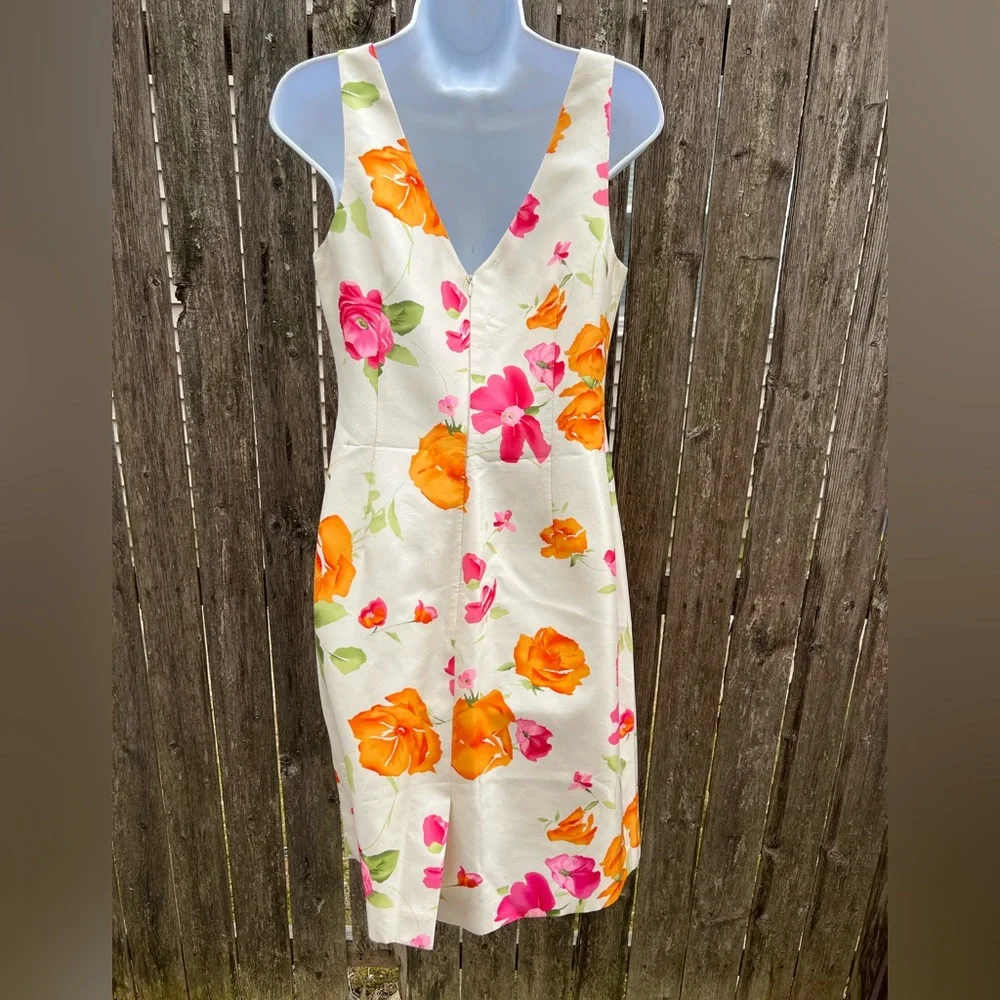 🍎 Teri Jon Silk Floral Sheath Dress With Cropped Jacket Self Tie Size 6 (AA3) - Picture 5 of 11